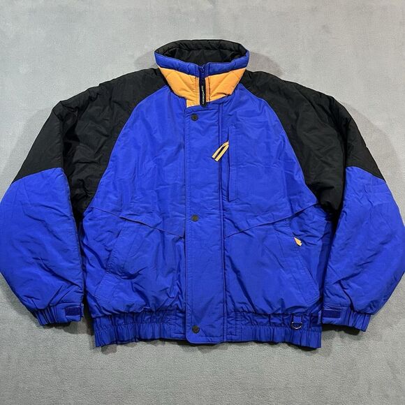 Field & Stream Puffer Jacket Mens Sz Large Blue Black Nylon Winter‎ Snow Vantage